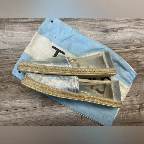 Toms Espadrilles Hologram Transparent Clear Silver Rope Wrapped Slip-On Size 9 - Picture 7 of 10